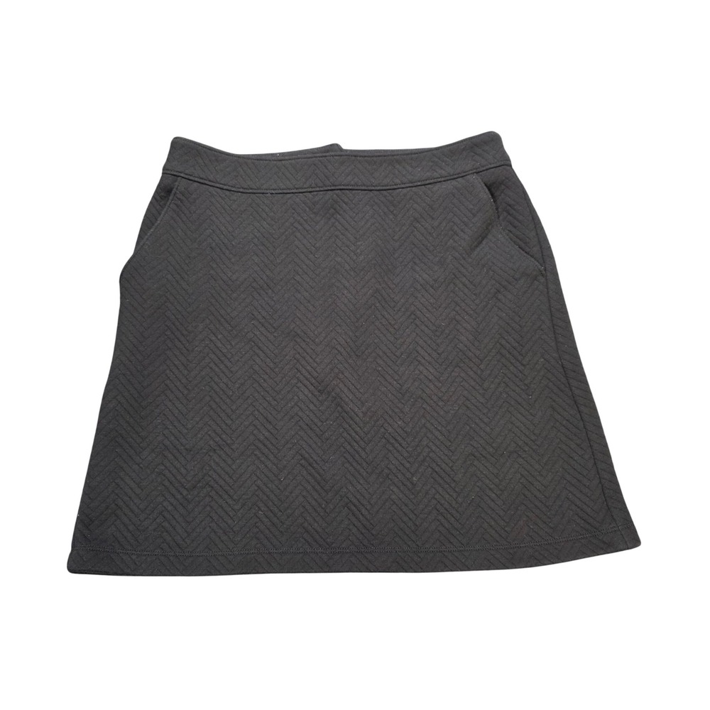 LOFT Quilted Chevron Mini Skirt Women's Size 0 Black Herringbone A-Line Pockets